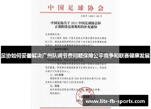 足协如何妥善解决广州队调节费问题保障公平竞争和联赛健康发展
